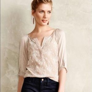 Anthropologie Blush Stitch Henley By Tiny